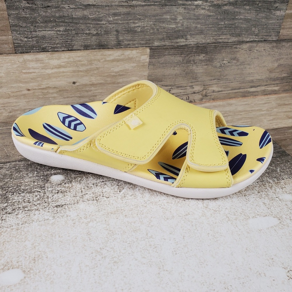 Spenco Kholo Beach Womens Slide Sandals Sz 8 B Bright Yellow Slip On Footbed